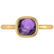 Cushion Cut Amethyst Solitaire Engagement Ring 14k Yellow Gold (1.90ct)