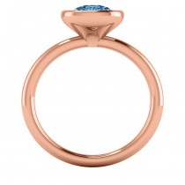 Cushion Cut Blue Diamond Solitaire Engagement Ring 14k Rose Gold (1.40ct)