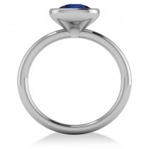 Cushion Cut Blue Sapphire Solitaire Engagement Ring 14k White Gold (1.90ct)