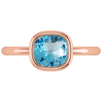 Cushion Cut Blue Topaz Solitaire Engagement Ring 14k Rose Gold (1.90ct)