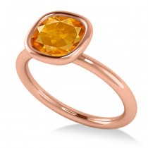 Cushion Cut Citrine Solitaire Engagement Ring 14k Rose Gold (1.90ct)