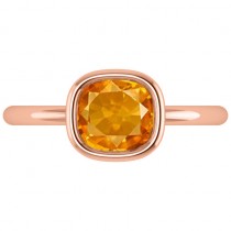 Cushion Cut Citrine Solitaire Engagement Ring 14k Rose Gold (1.90ct)