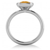 Cushion Cut Citrine Solitaire Engagement Ring 14k White Gold (1.90ct)