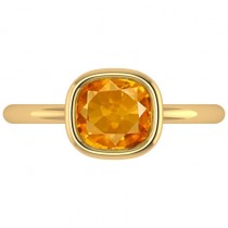 Cushion Cut Citrine Solitaire Engagement Ring 14k Yellow Gold (1.90ct)