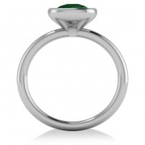 Cushion Cut Emerald Solitaire Engagement Ring 14k White Gold (1.90ct)