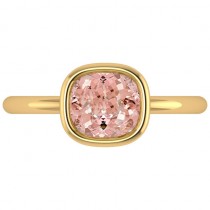 Cushion Cut Pink Morganite Solitaire Engagement Ring 14k Yellow Gold (1.90ct)