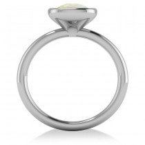 Cushion Cut Opal Solitaire Engagement Ring 14k White Gold (1.90ct)