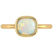Cushion Cut Opal Solitaire Engagement Ring 14k Yellow Gold (1.90ct)