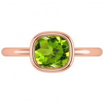 Cushion Cut Peridot Solitaire Engagement Ring 14k Rose Gold (1.90ct)