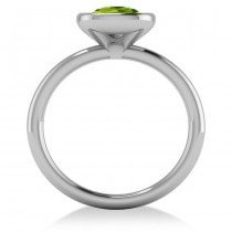 Cushion Cut Peridot Solitaire Engagement Ring 14k White Gold (1.90ct)