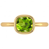 Cushion Cut Peridot Solitaire Engagement Ring 14k Yellow Gold (1.90ct)