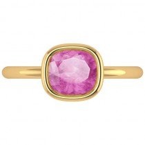 Cushion Cut Pink Sapphire Solitaire Engagement Ring 14k Yellow Gold (1.90ct)