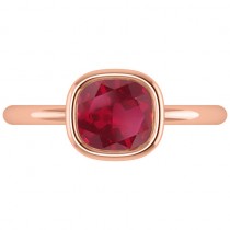 Cushion Cut Ruby Solitaire Engagement Ring 14k Rose Gold (1.90ct)