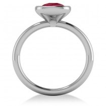 Cushion Cut Ruby Solitaire Engagement Ring 14k White Gold (1.90ct)
