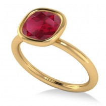 Cushion Cut Ruby Solitaire Engagement Ring 14k Yellow Gold (1.90ct)