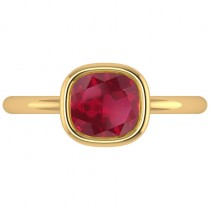 Cushion Cut Ruby Solitaire Engagement Ring 14k Yellow Gold (1.90ct)