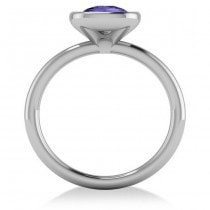 Cushion Cut Tanzanite Solitaire Engagement Ring 14k White Gold (1.90ct)