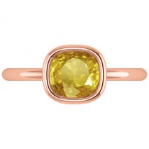 Cushion Cut Yellow Sapphire Solitaire Engagement Ring 14k Rose Gold (1.90ct)