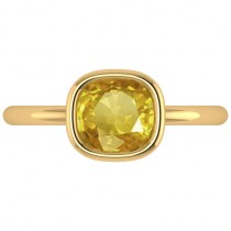Cushion Cut Yellow Sapphire Solitaire Engagement Ring 14k Yellow Gold (1.90ct)