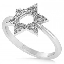 Diamond Jewish Star of David Fashion Ring 14k White Gold (0.15ct)