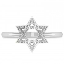 Diamond Jewish Star of David Fashion Ring 14k White Gold (0.15ct)