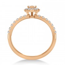 Pear Diamond Halo Engagement Ring 14k Rose Gold (0.63ct)