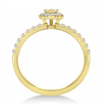Pear Diamond Halo Engagement Ring 14k Yellow Gold (0.63ct)