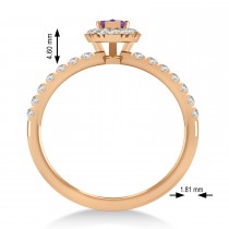 Pear Amethyst & Diamond Halo Engagement Ring 14k Rose Gold (0.63ct)