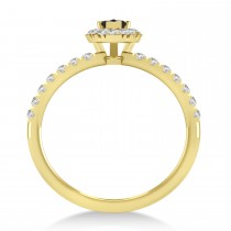 Pear Black & White Diamond Halo Engagement Ring 14k Yellow Gold (0.63ct)
