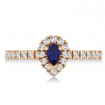 Pear Blue Sapphire & Diamond Halo Engagement Ring 14k Rose Gold (0.63ct)