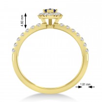 Pear Blue Sapphire & Diamond Halo Engagement Ring 14k Yellow Gold (0.63ct)