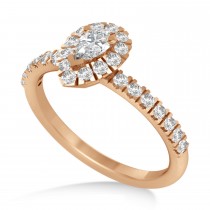 Pear Moissanite & Diamond Halo Engagement Ring 14k Rose Gold (0.63ct)