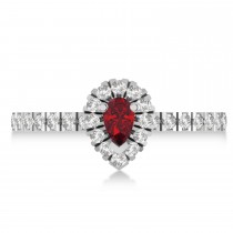 Pear Ruby & Diamond Halo Engagement Ring 14k White Gold (0.63ct)