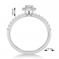 Pear Salt & Pepper & White Diamond Halo Engagement Ring 14k White Gold (0.63ct)