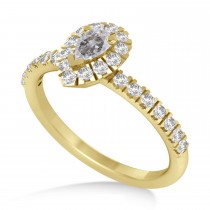 Pear Salt & Pepper & White Diamond Halo Engagement Ring 14k Yellow Gold (0.63ct)