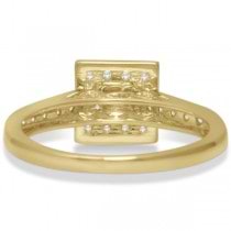 Square Halo Diamond Engagement Ring & Band Bridal Set 14K Y. Gold 0.53ct