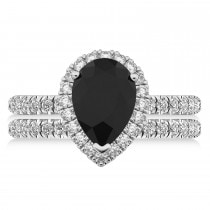 Black Diamond & Diamonds Pear-Cut Halo Bridal Set 14K White Gold (2.78ct)