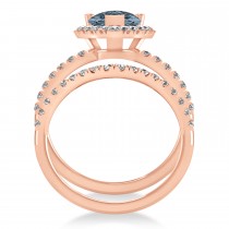 Gray Spinel & Diamonds Pear-Cut Halo Bridal Set 14K Rose Gold (2.48ct)