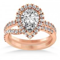Lab Grown Diamond Pear-Cut Halo Bridal Set 14K Rose Gold (2.78ct)