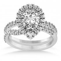 Lab Grown Diamond Pear-Cut Halo Bridal Set 14K White Gold (2.78ct)