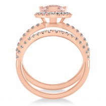 Morganite & Diamonds Pear-Cut Halo Bridal Set 14K Rose Gold (2.78ct)