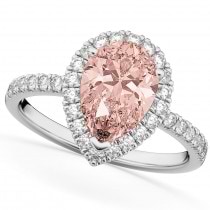 Morganite & Diamonds Pear-Cut Halo Bridal Set 14K White Gold (2.78ct)