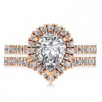 Moissanite & Diamonds Pear-Cut Halo Bridal Set 14K Rose Gold (2.71ct)