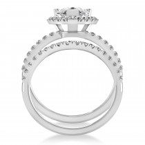 Moissanite & Diamonds Pear-Cut Halo Bridal Set 14K White Gold (2.71ct)