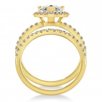 Moissanite & Diamonds Pear-Cut Halo Bridal Set 14K Yellow Gold (2.71ct)