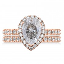 Salt & Pepper & White Diamonds Pear-Cut Halo Bridal Set 14K Rose Gold (2.78ct)