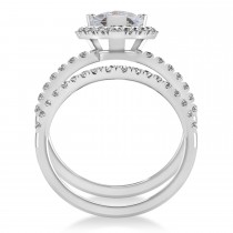 Salt & Pepper & White Diamonds Pear-Cut Halo Bridal Set 14K White Gold (2.78ct)
