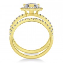 Salt & Pepper & White Diamonds Pear-Cut Halo Bridal Set 14K Yellow Gold (2.78ct)