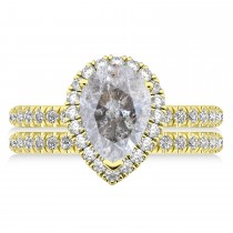 Salt & Pepper & White Diamonds Pear-Cut Halo Bridal Set 14K Yellow Gold (2.78ct)