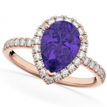 Tanzanite & Diamonds Pear-Cut Halo Bridal Set 14K Rose Gold (1.81ct)